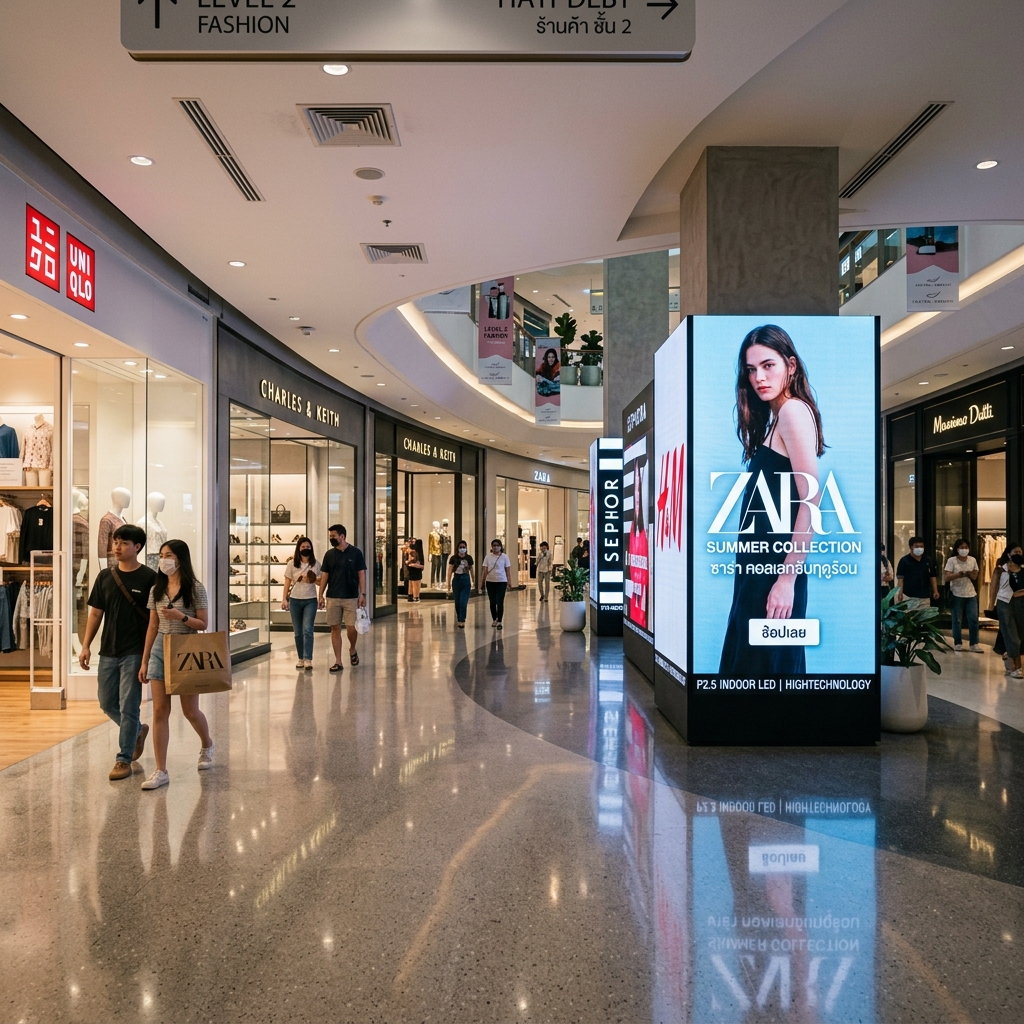 จอ LED Digital Signage ในห้าง แสดงโฆษณาสินค้า ภาพคมชัด ดึงดูดลูกค้า โดย Rocky LED Media