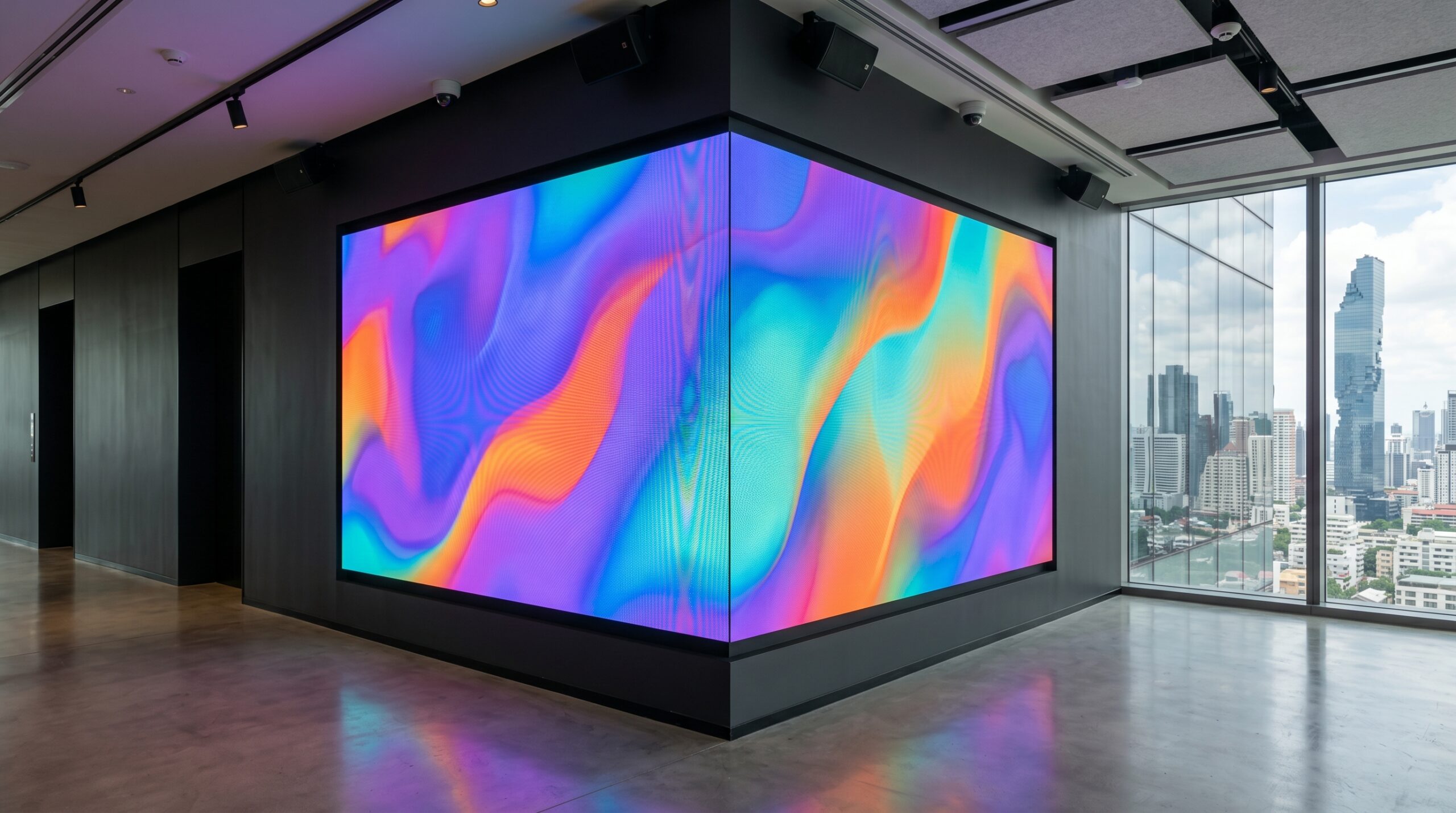 จอ LED มุมอาคารแบบ Corner Display สำหรับห้องประชุมอัจฉริยะ ภาพคมชัดสีสันสดใส